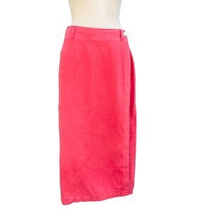 Vintage Gap Skirt Womens Size Medium Linen Wrap Midi in Salmon